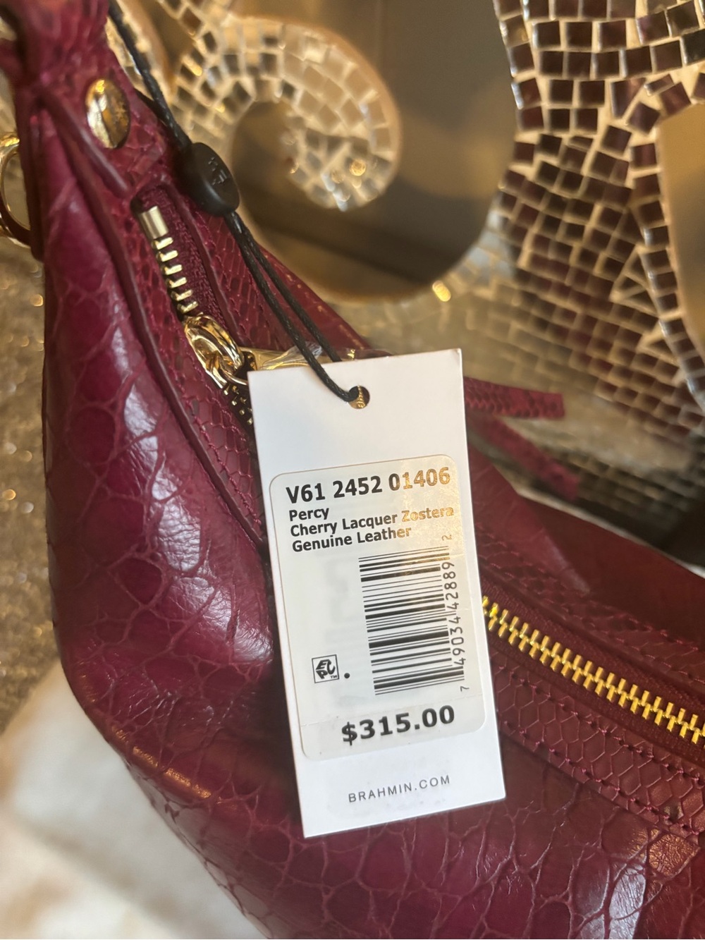 💕Brahmin Percy Cherry Lacquer Zastera Leather Crossbody - Picture 5 of 12